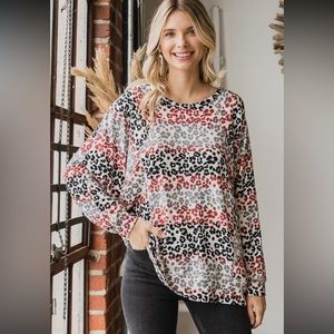 Hopely Ombre Leopard Print Plus Size Top